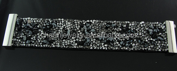 新しいファッションアメリカスタイルベルベットのロープを持つ水晶ブレスレット自然石bcr-015-6問屋・仕入れ・卸・卸売り