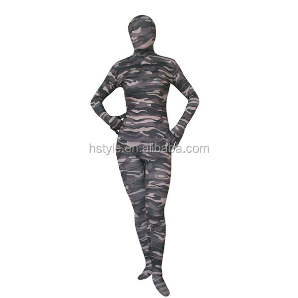 2014 New Arrival Hunter Green Camouflage Lycra Spandex Full Body Zentai Suit HNF007仕入れ・メーカー・工場