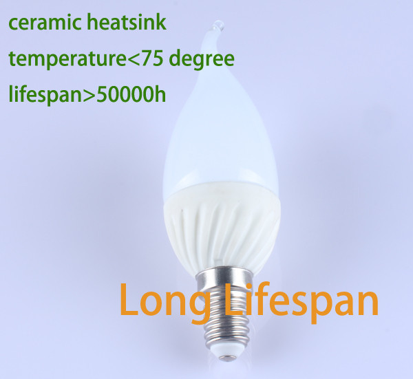 新製品2014年最もよい価格の高効率c37蝋燭の電球が点灯します、 led調光可能なsmd3wセラミックキャンドルライトe14問屋・仕入れ・卸・卸売り