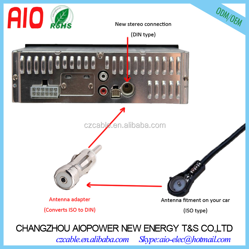ソリッドブラックカーラジオ空中コネクタオス〜メスdinisotoアンテナアダプタ仕入れ・メーカー・工場