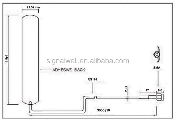 高品質の無料サンプルsignalwellgsm内部dbiパッチアンテナ3rg174ケーブルとsmaコネクタ仕入れ・メーカー・工場