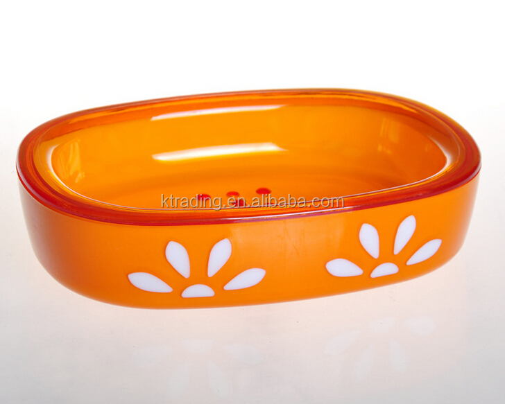 オレンジ色のバスルームのプラスチック製のソープディッシュセット仕入れ・メーカー・工場