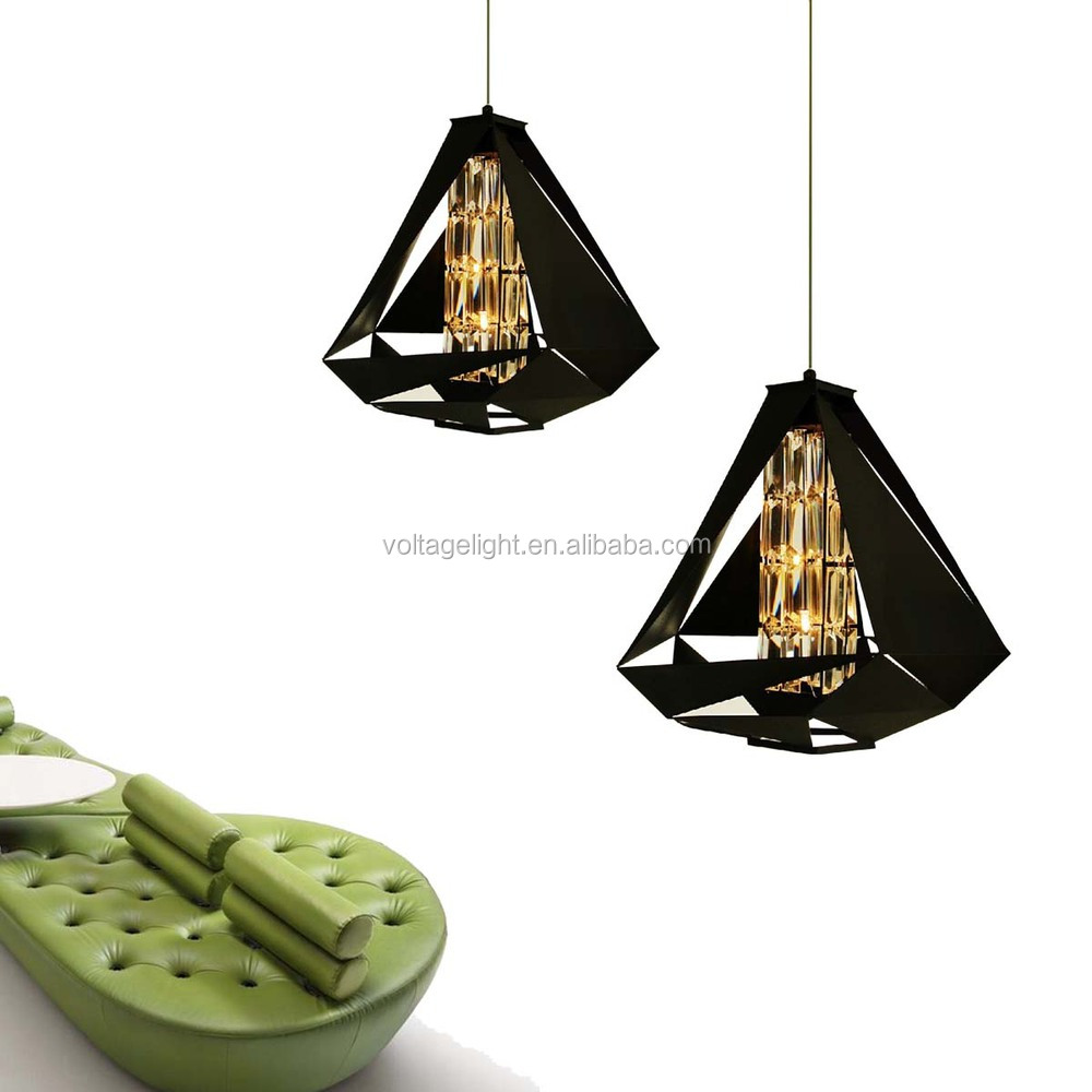 Decorazione diamante ciondolo luce forma in bianco nero ferro ... Lampade A decorazione Sospensione