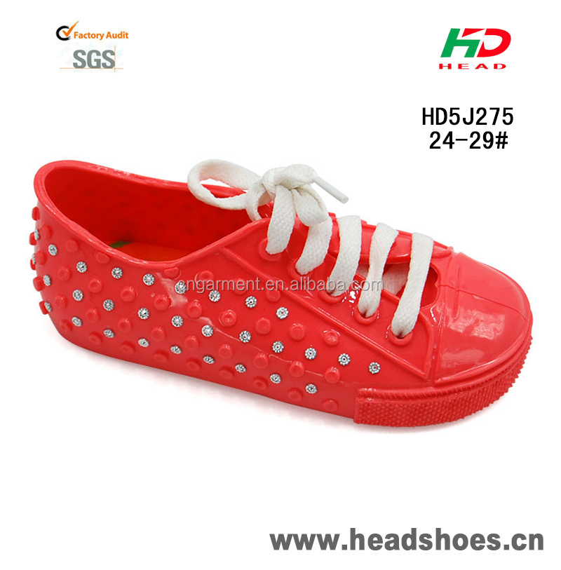 Kids red plastic PVC jelly shoes