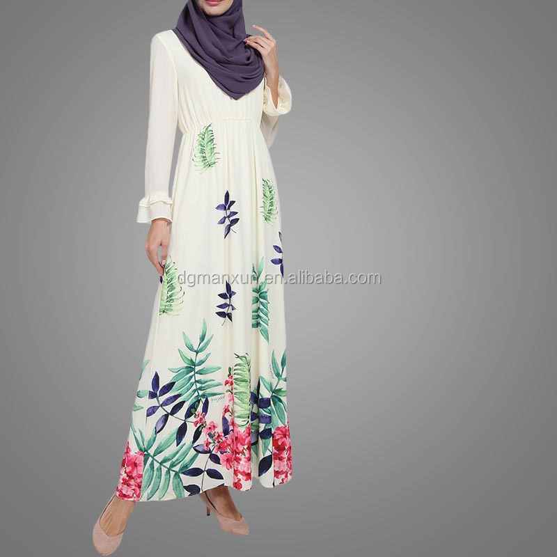 Hot sale asian clothing women printed jubah muslimah malaysia flare sleeves dress for ladies (2).jpg