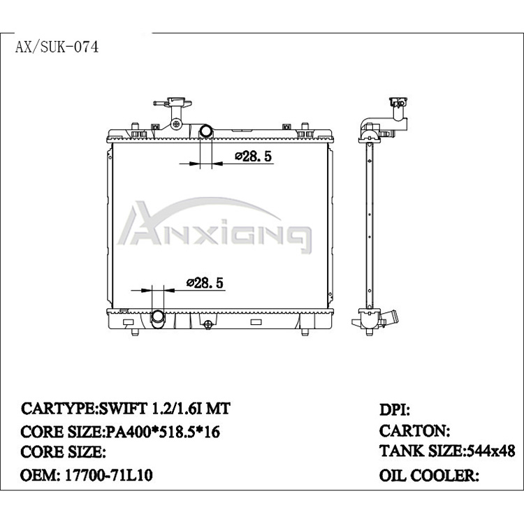Auto Radiator Swift 1.2/1.6i Mt 2010 400*518.5*16 Oem 1770071l10 Car