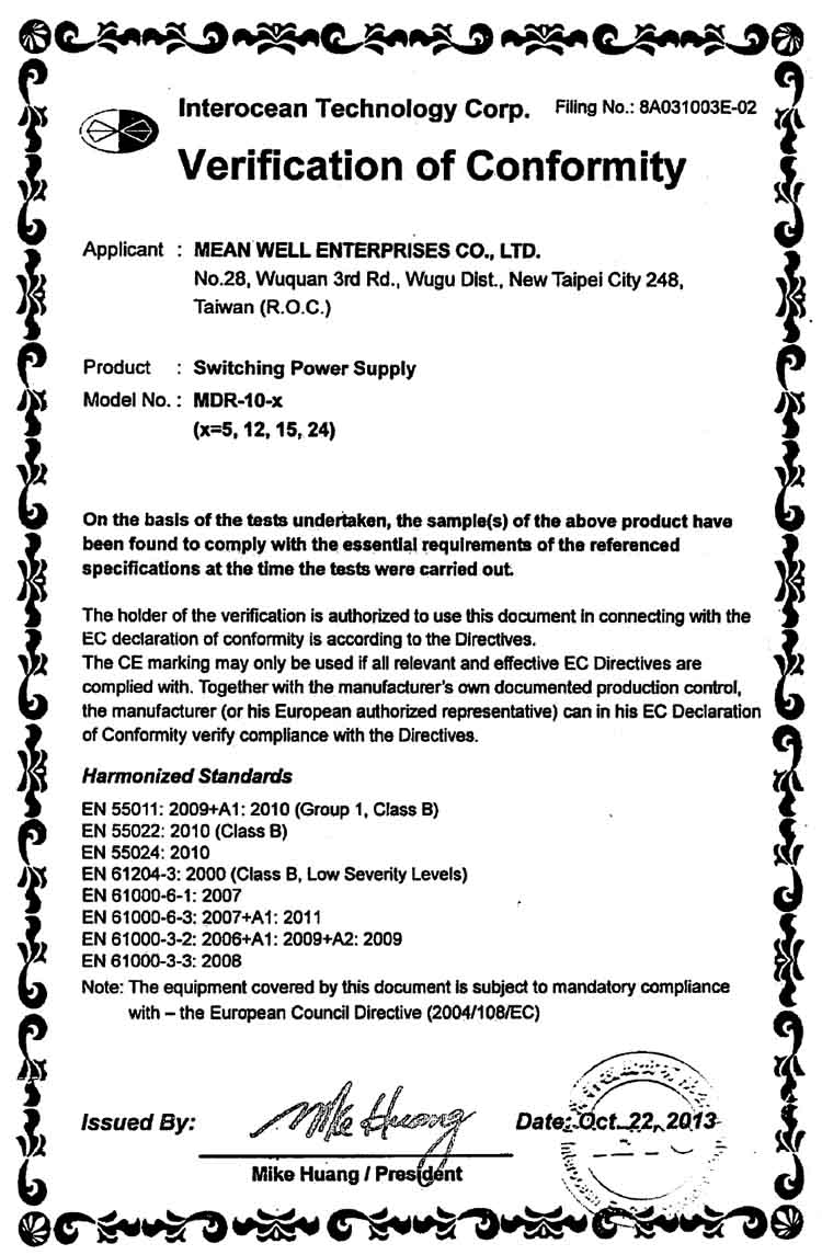 Meanwell LED Driver Power Supply MDR-10 EMC.jpg