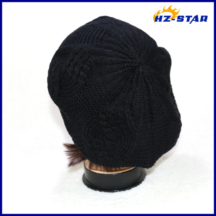 卸売安いhzm-14097006黒いドイツのファッションミリタリースタイルitted茶色ブラウンブラックデザイナー冬用かぎ針編みのベレー帽仕入れ・メーカー・工場