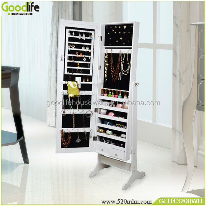 GLD13208mirrored jewelry cabinet-1