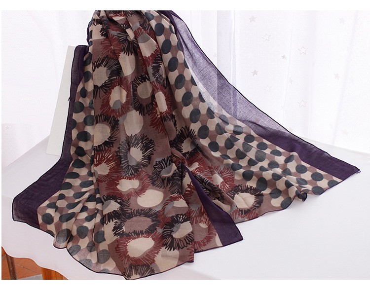 新しいファッショナブルな秋陽フラワードットスカーフ卸韓国レディース綿のスカーフ仕入れ・メーカー・工場
