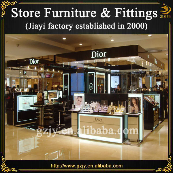 Fashion wood cosmetic display rack stand and glass makeup cabinet showcase for shopping mall skincare product kiosk furniture display design 4-1.jpg