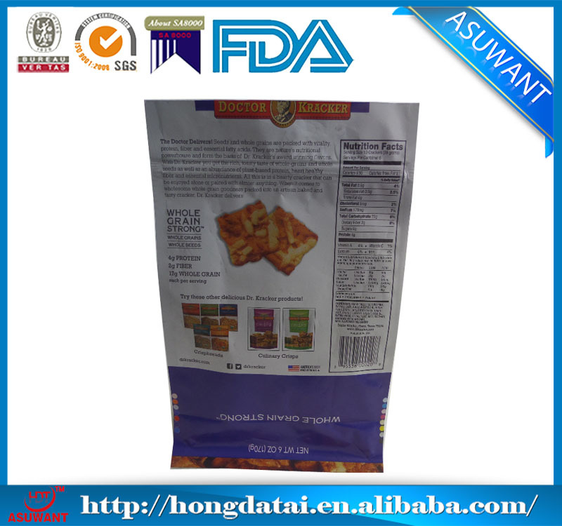 FDA approval flat /square bottom plastic foil bags