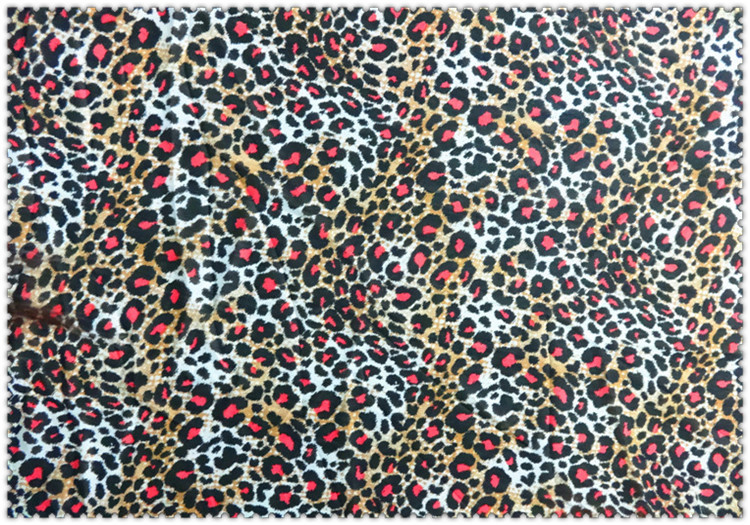 brown/reddish leopard print polyester woven fabric