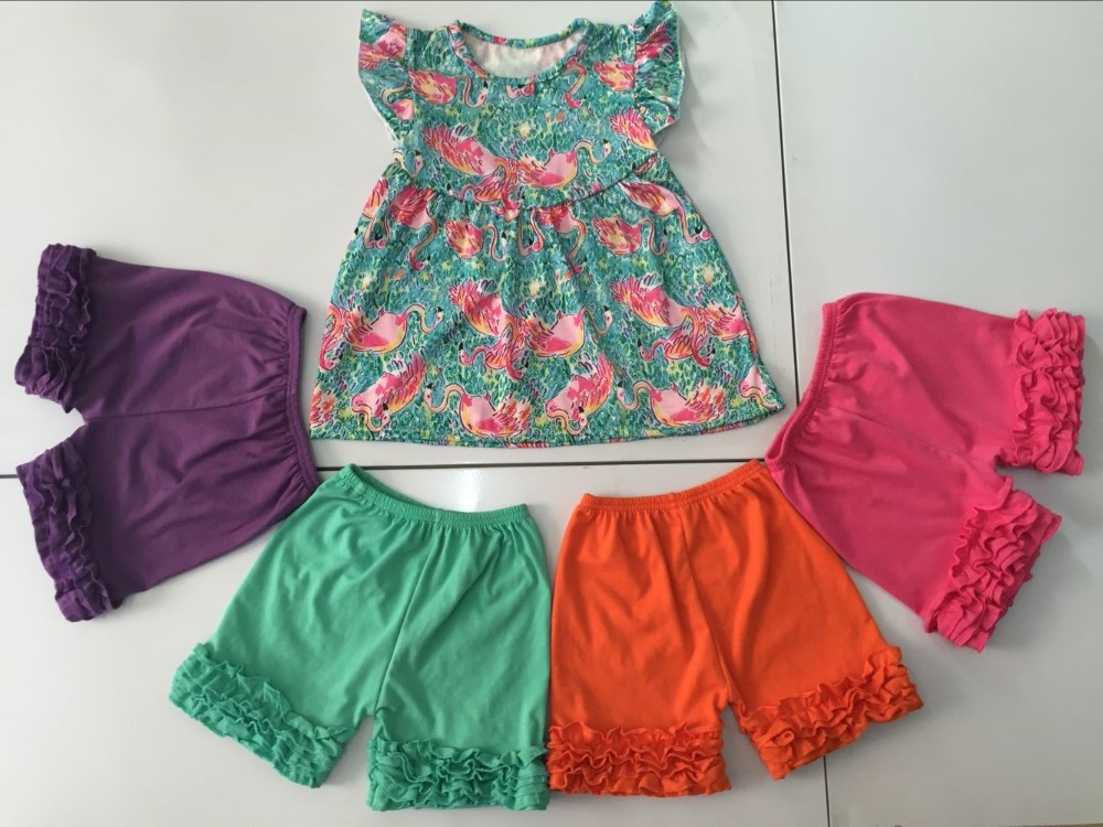2016素敵なキツネ綿印刷赤ちゃんの女の子服セット卸売女の子の夏の服フリルショートパンツ仕入れ・メーカー・工場
