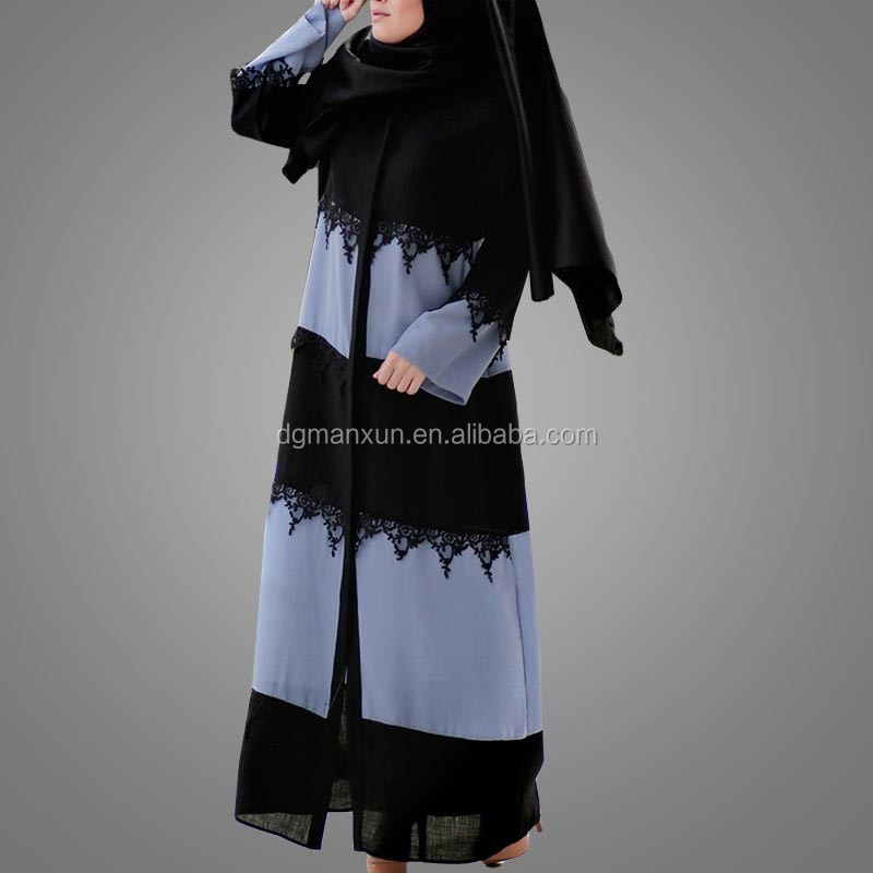 Muslim religious items wholesale front open abaya lace abaya Kaftan dubai 2017 (4).jpg
