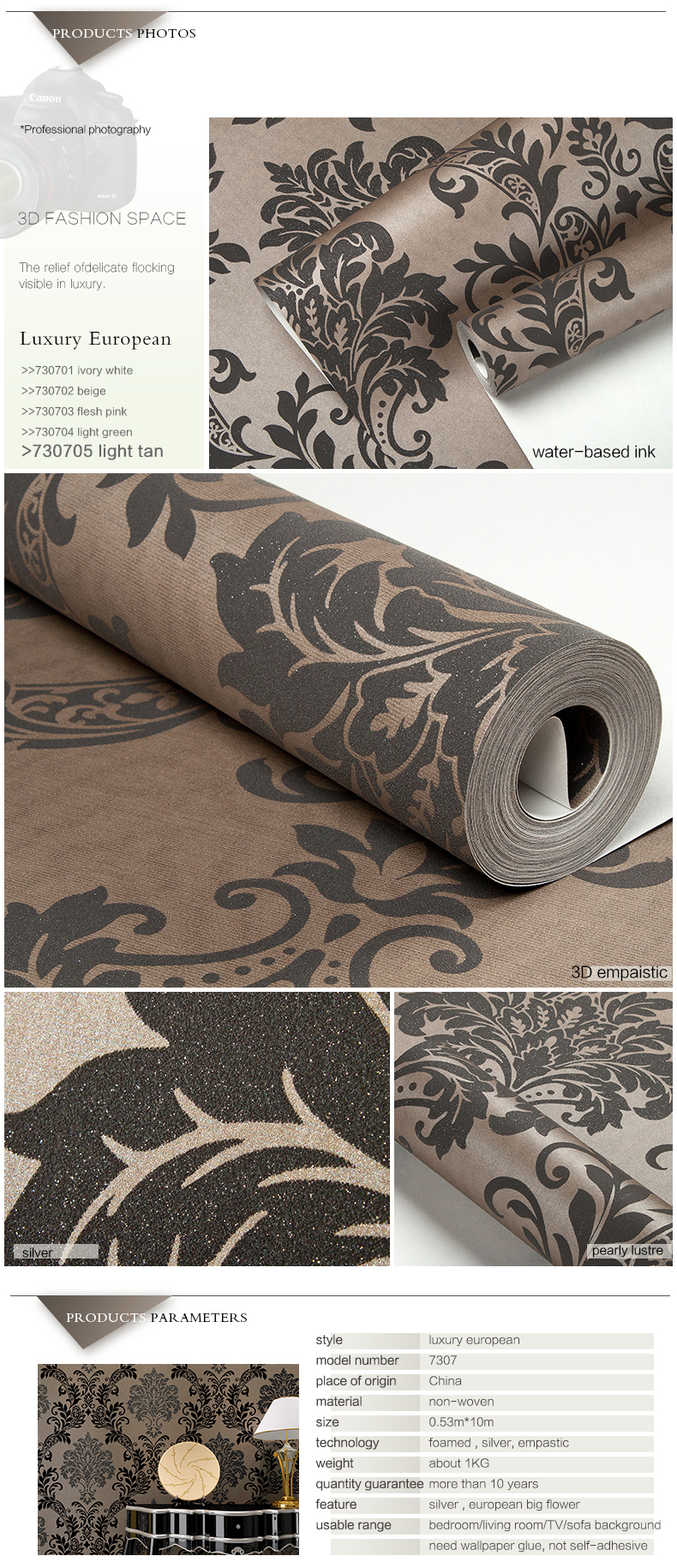 3d decoratieve empaisitc europese stijl damascus non woven behang ...