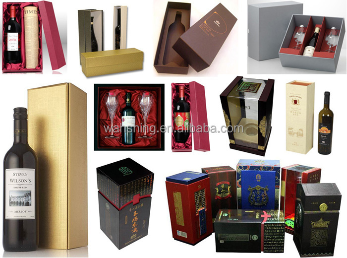 2014 square red wine box with glass wrapping