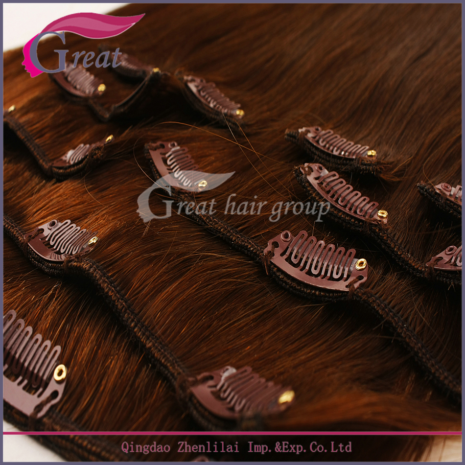 Browncolor,Browncolor wholesale 20" brown color clip in human hair extension