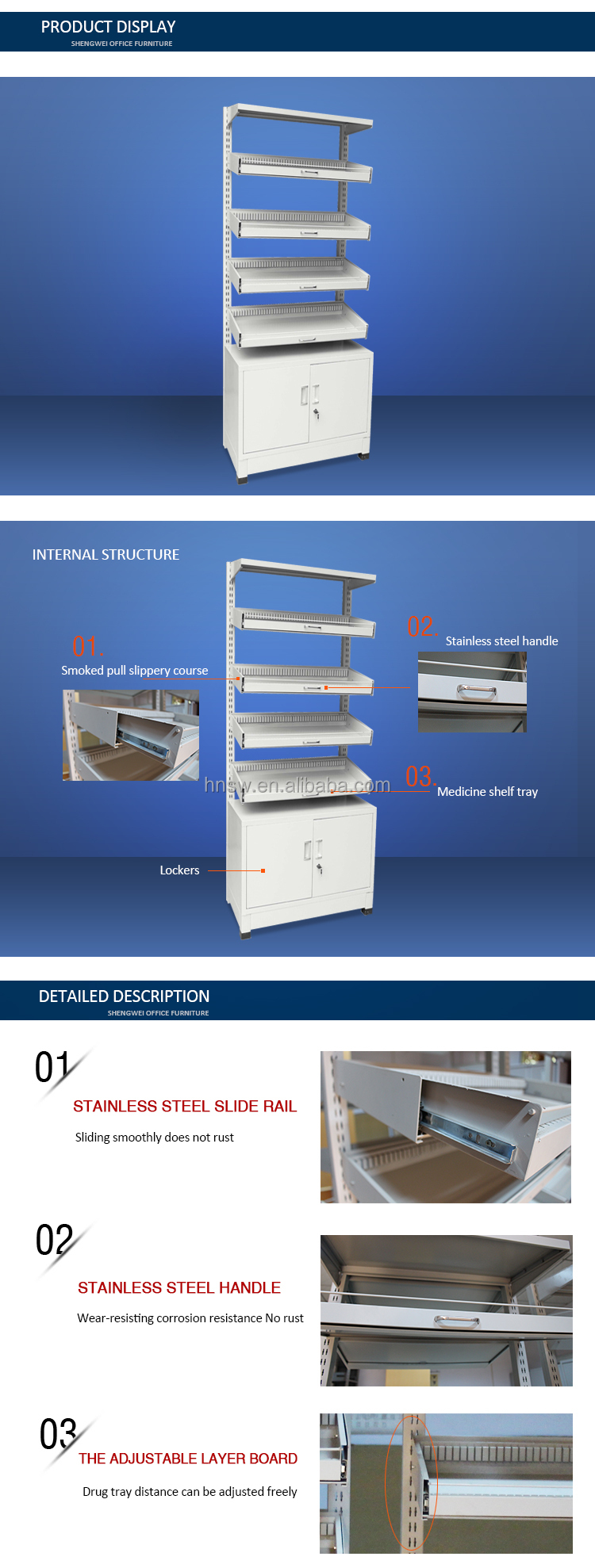 newest design steel cabinet hospital medicine cabinet