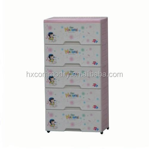 5 Layer Pink Cheap Plastic Drawer For Baby Clothes 5 Layer