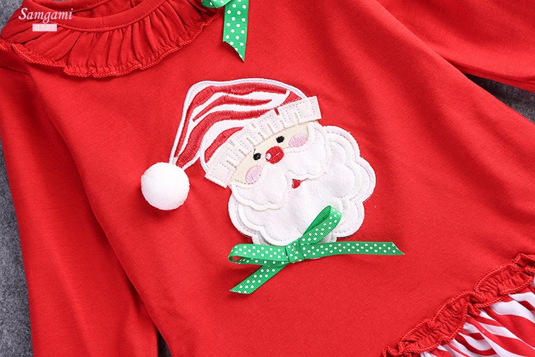 在庫!サンタクローススーツ綿の女の子クリスマスギフト衣装2ピースかわいいストライプ卸売冬キッズクリスマス仕入れ・メーカー・工場
