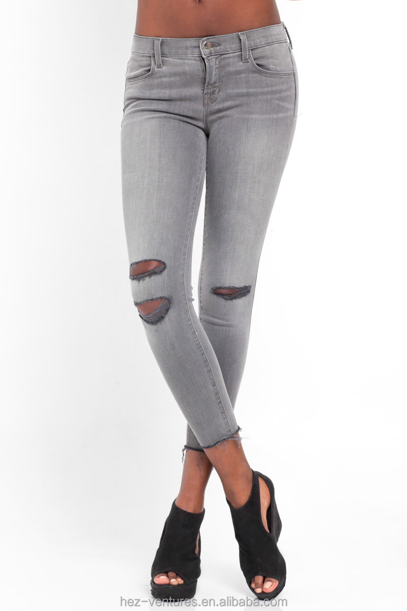 レディース/クロップドスキニー女性の超distressedjeans/伸縮性のあるジーンズ/フィットネスジーンズはセクシーな女性のための仕入れ・メーカー・工場