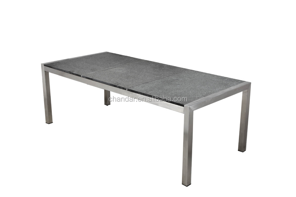 Ch-t001brushed304グレードのステンレス鋼の椅子とテーブル花崗岩の上部と、 つや消しステンレス鋼屋外家具仕入れ・メーカー・工場