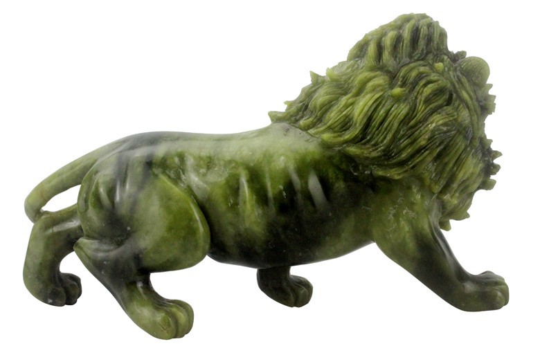 Wholesale 8 Inch Natural Green Jade Lion Animal Figurine Carving Stone