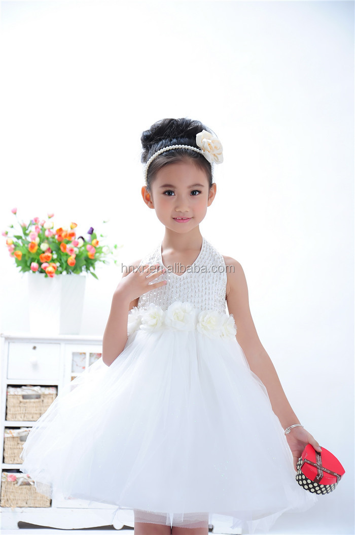 Cheap White Halter Neck Layered Pageant Long White Dress For Girl問屋・仕入れ・卸・卸売り