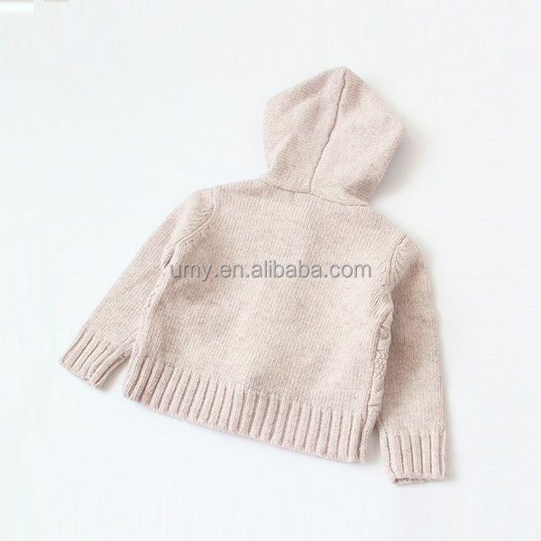 Unisex baby hooded cardigan knitting pattern thick sweater ...