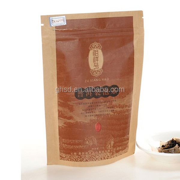 stand up resealable craft paper zip lock tea bag