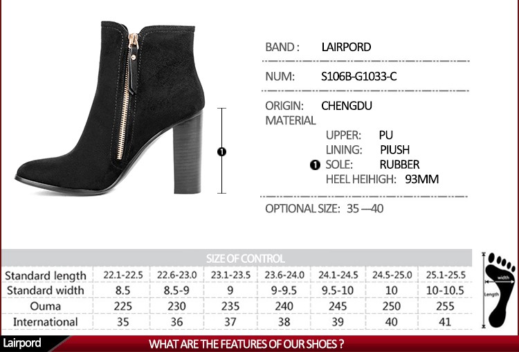 高品質中国卸売無料サンプルブロック高ヒール黒スエードアンクルブーツ女性サイドジッパー2016仕入れ・メーカー・工場