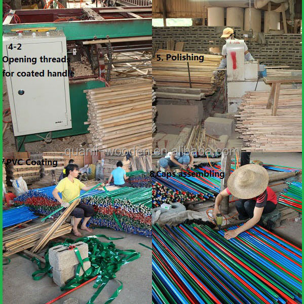 pvcコーティングされた木製のほうきの柄の清掃用品はのための木製ハンドル問屋・仕入れ・卸・卸売り