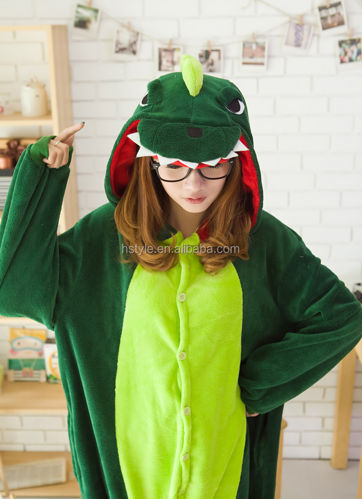 良い品質の動物のパジャマ衣装安い大人onesiehfc015緑の恐竜仕入れ・メーカー・工場