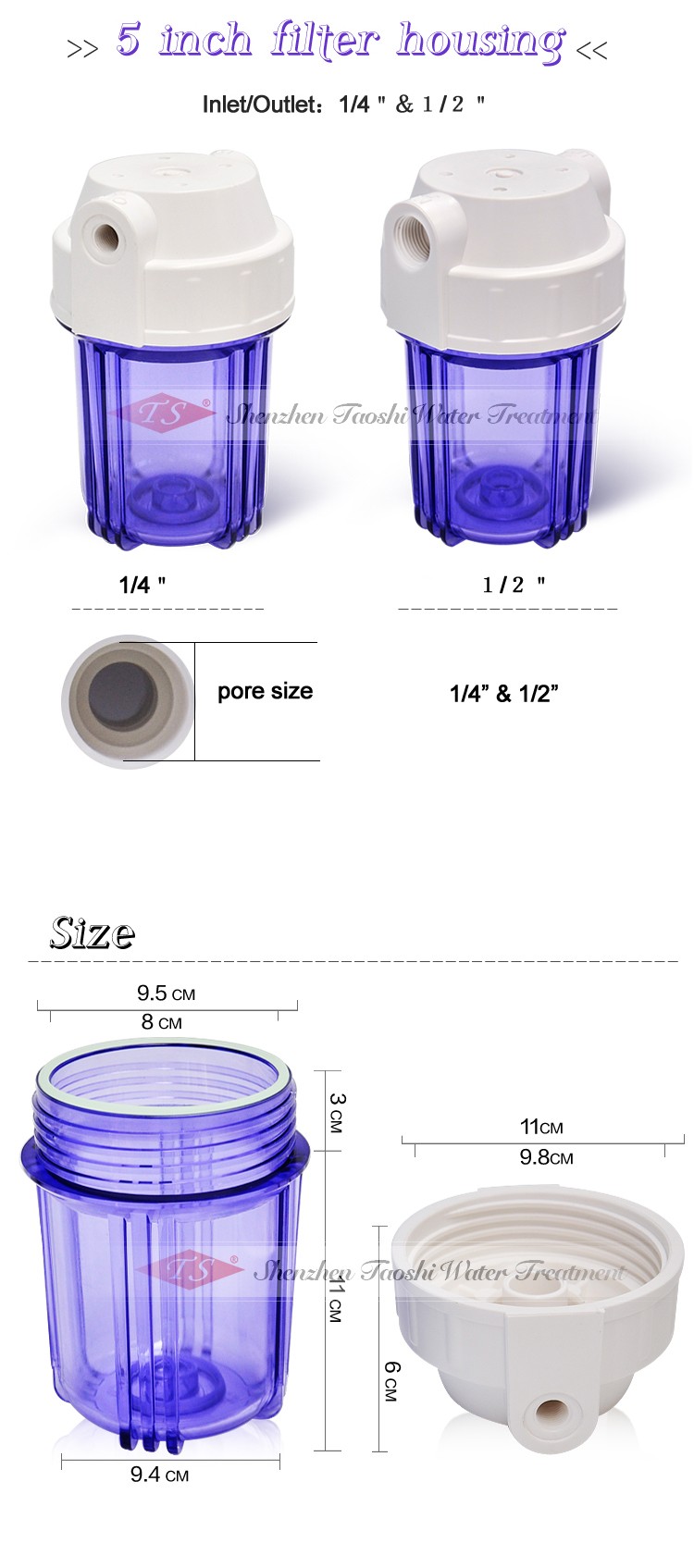5 Inch Clear Polypropylene Plastic Water Filter Housing In Water Filter