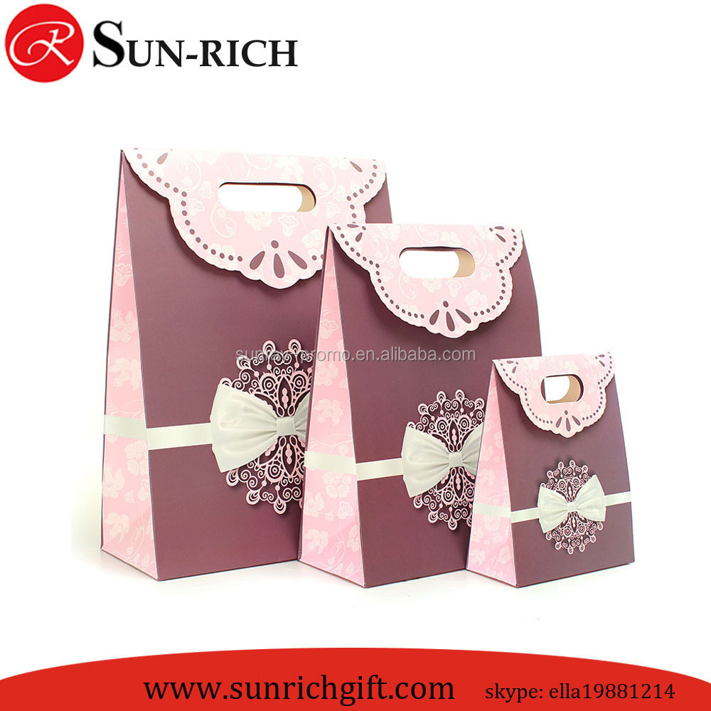 custom bags paper gift packaging bags with ribbon