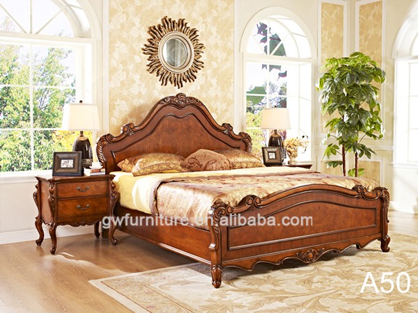 イタリアロイヤル木製寝室の家具、高級布張りキャノピーベッド付きナイトスタンドa62仕入れ・メーカー・工場