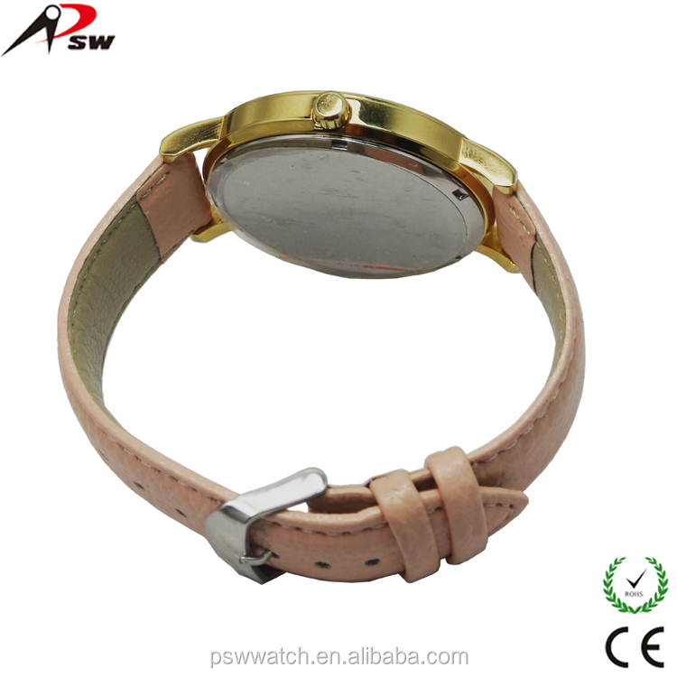 Genuine leather strap world map face japan movt quartz watch stainless steel