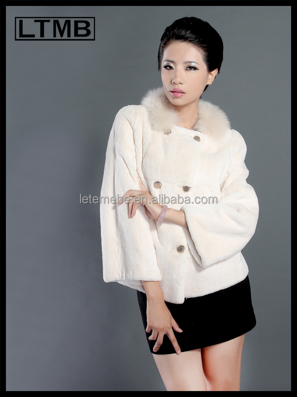 新しい設計女性のltmb2014年rexのウサギの毛皮のキツネの毛皮の襟ジャケット新女性のためのファッションコート問屋・仕入れ・卸・卸売り