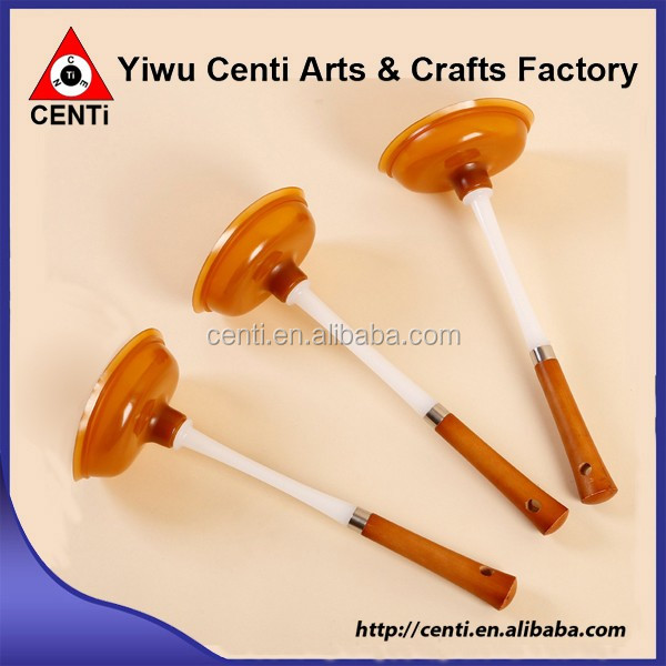 Best Selling Cute Wood Handle Rubber Sucker Custom Toilet Plunger 