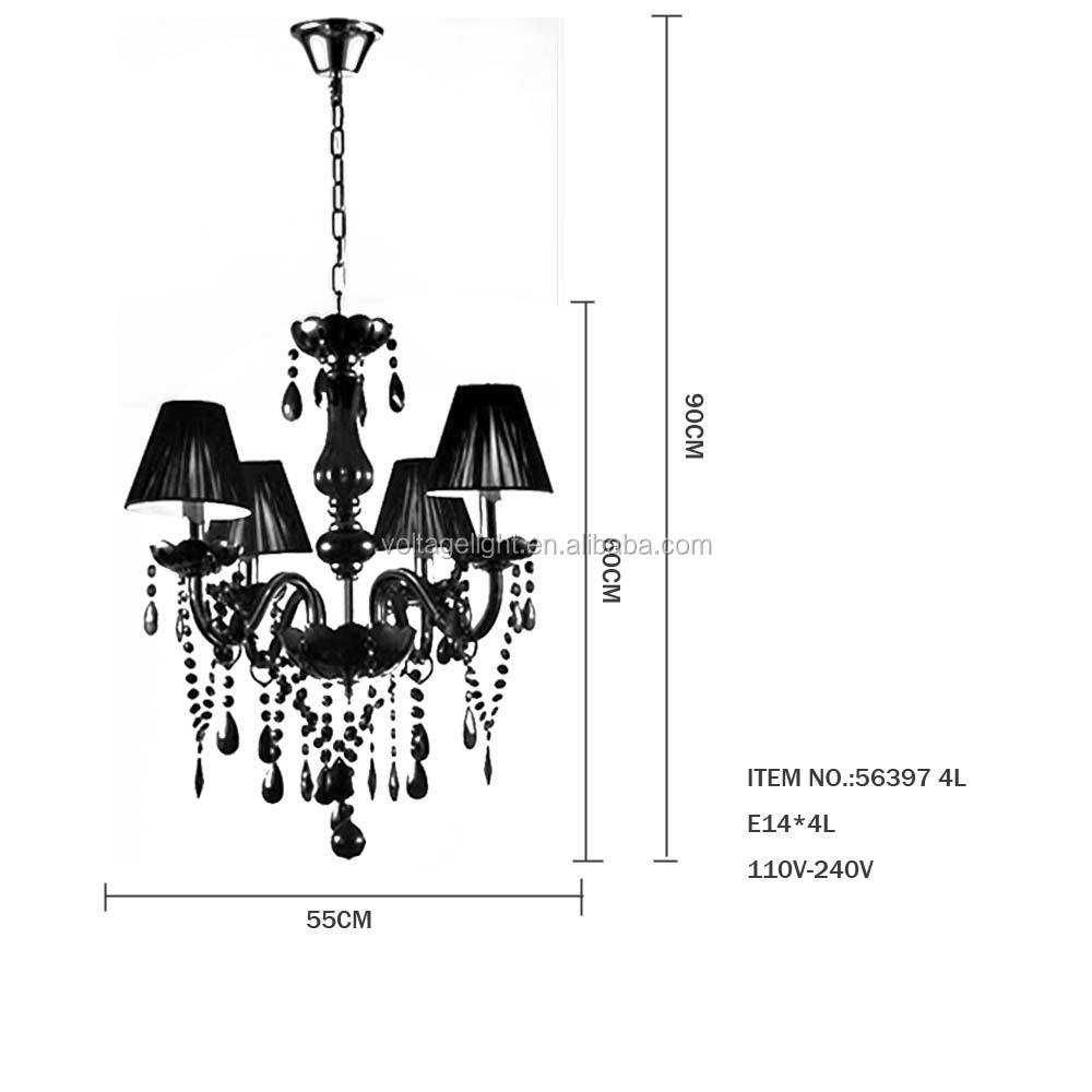 Moderne italiaanse stof lampenkappen kroonluchters kristal kaars hanglamp kroonluchter lamp zwarte kristal bloem
