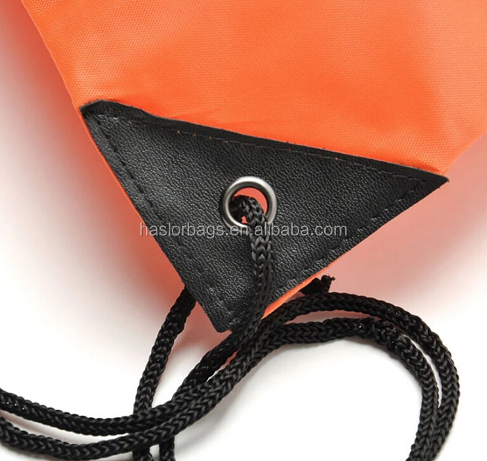 Fashion nylon drawstring backpack bag with zipper pocket
