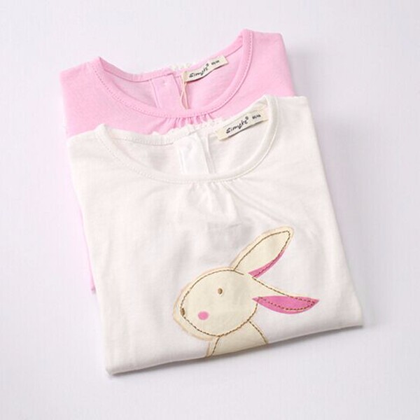 F10150Bウサギ柄コットンtシャツ卸売赤ちゃんの女の子かわいいtシャツ仕入れ・メーカー・工場