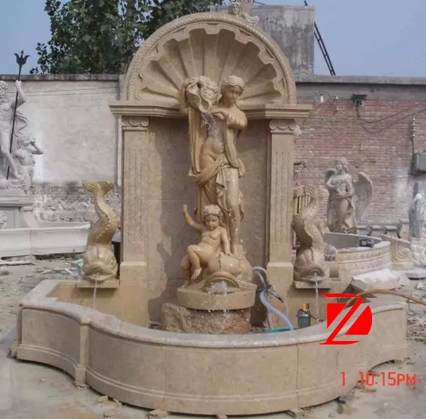 Dekorative landschaft steinmauer pool springbrunnen und ...