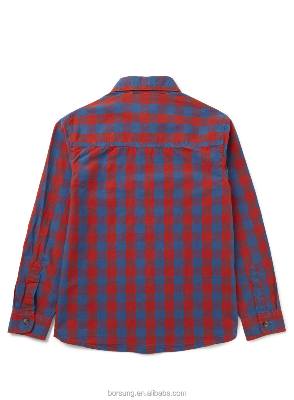 格子縞の子供冬のファッションキッズt- シャツ少年ネイビー赤いチェックのtシャツ仕入れ・メーカー・工場