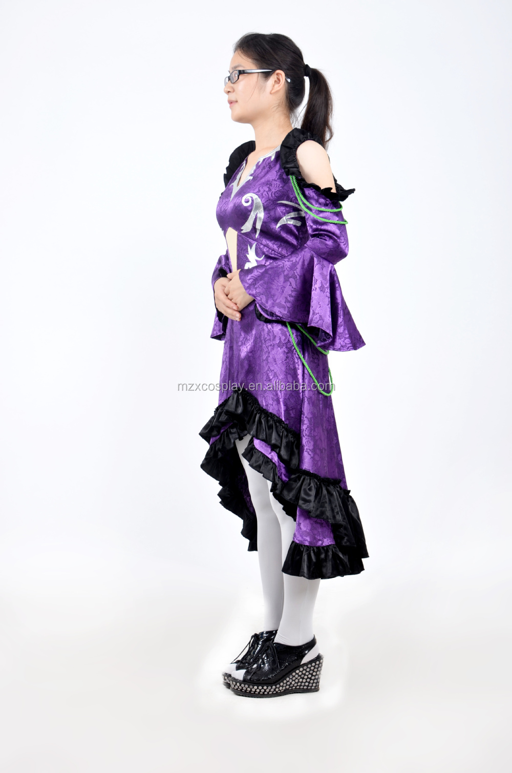 新しいパーソナライズは、 ドレスを果たすcosアニメコスプレ衣装スター守護者女性ファンシーハロウィーンのための紫色のドレス問屋・仕入れ・卸・卸売り