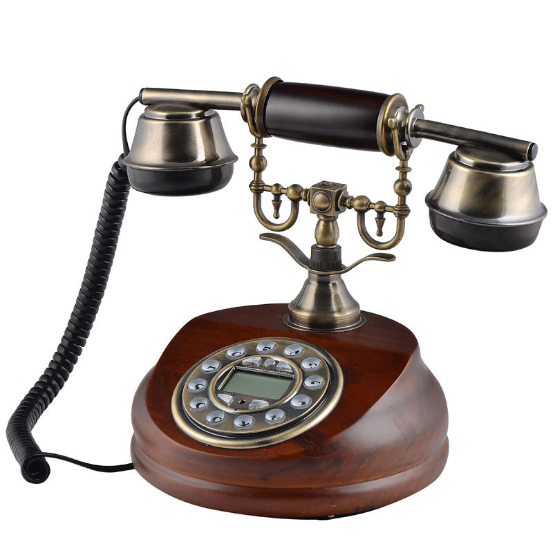 Wooden Hand-painted Corded Telephone Vintage Home Decor Retro Item