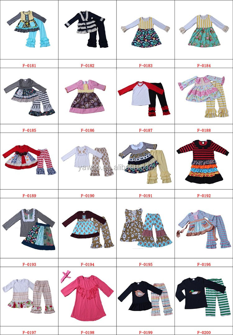 Yawoo子供服卸売花トップフリルボトム衣装タイトパンツ新しいスタイル子供服セット仕入れ・メーカー・工場