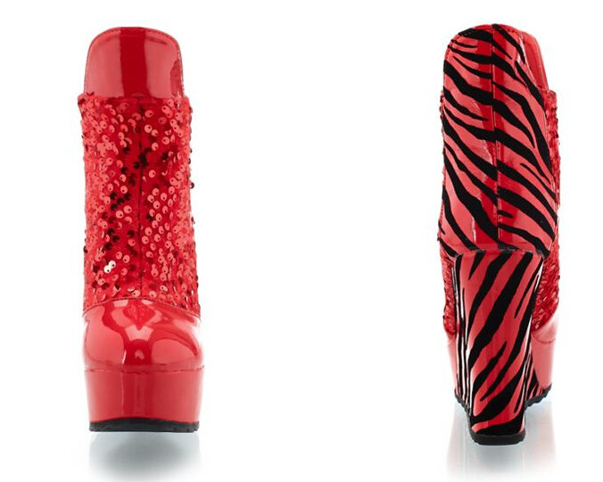 New Height Increasing Inside Warm High Heel Boots Sexy Zebra-stripe