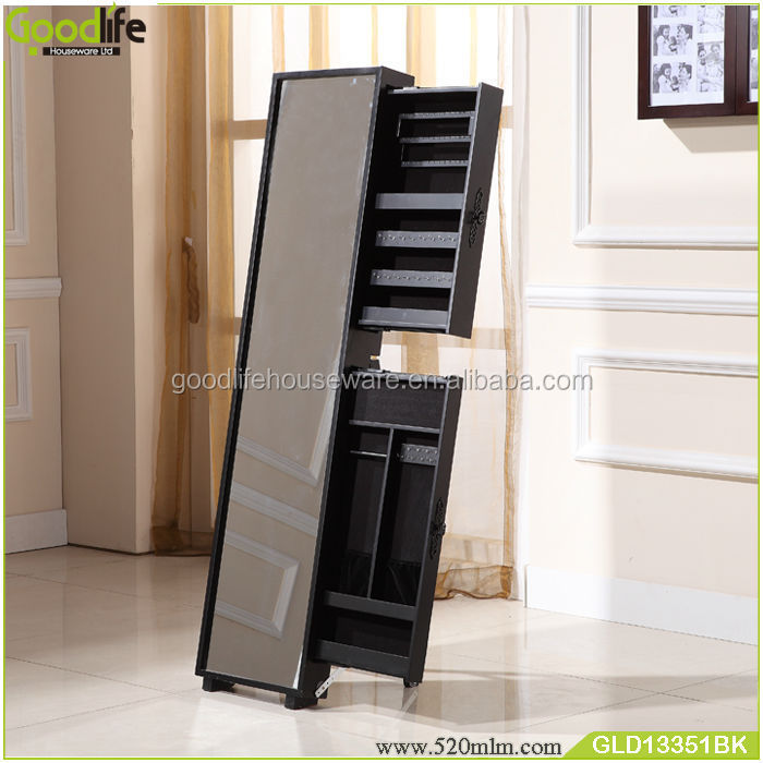 Freestanding Sliding Mirror Jewellery Cabinet Wood Buy Mirror